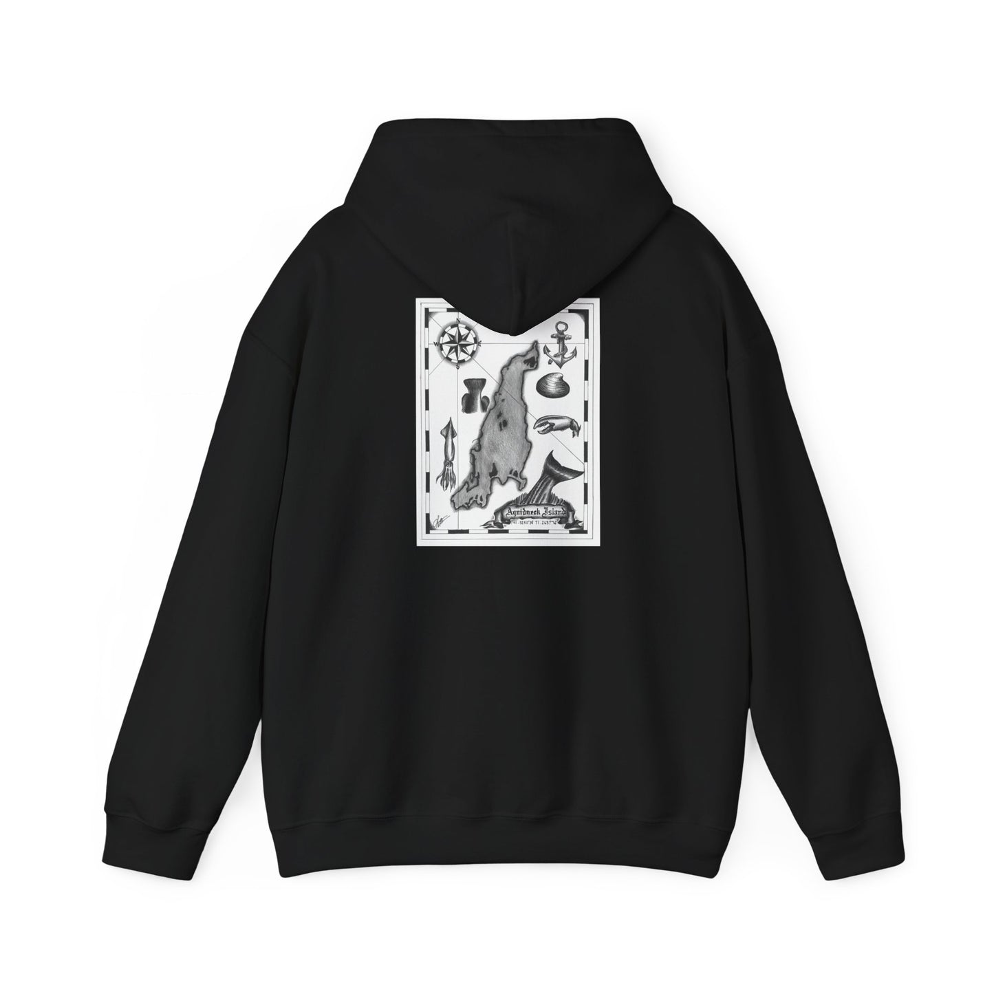 Newport Bait Company Aquidneck Island Treasure MapHooded Sweatshirt