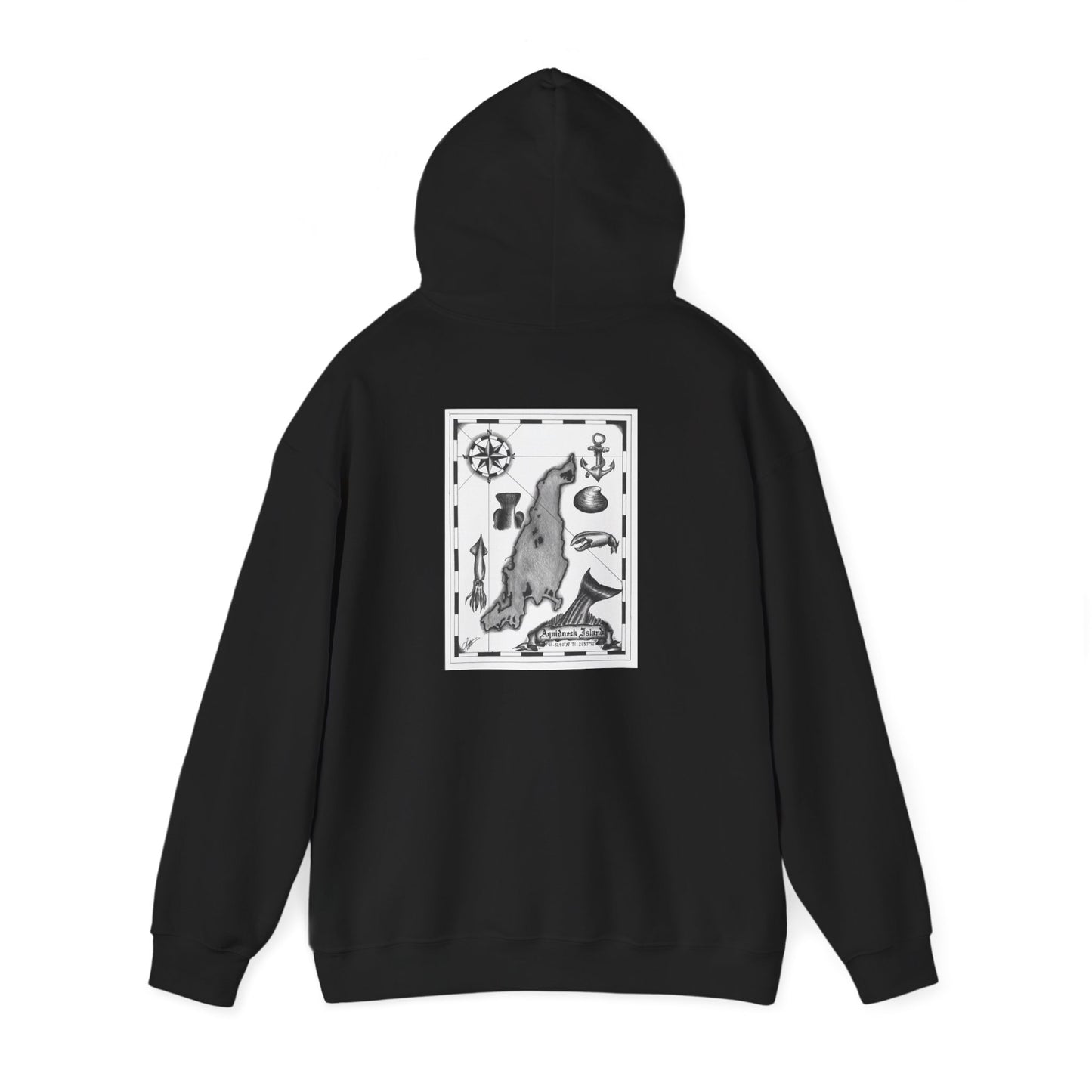 Newport Bait Company Aquidneck Island Treasure MapHooded Sweatshirt