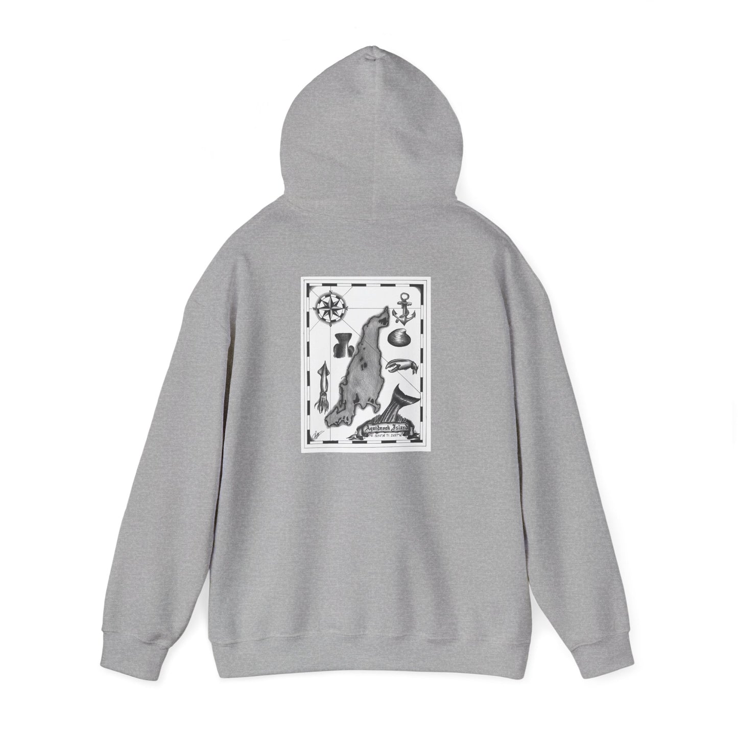 Newport Bait Company Aquidneck Island Treasure MapHooded Sweatshirt