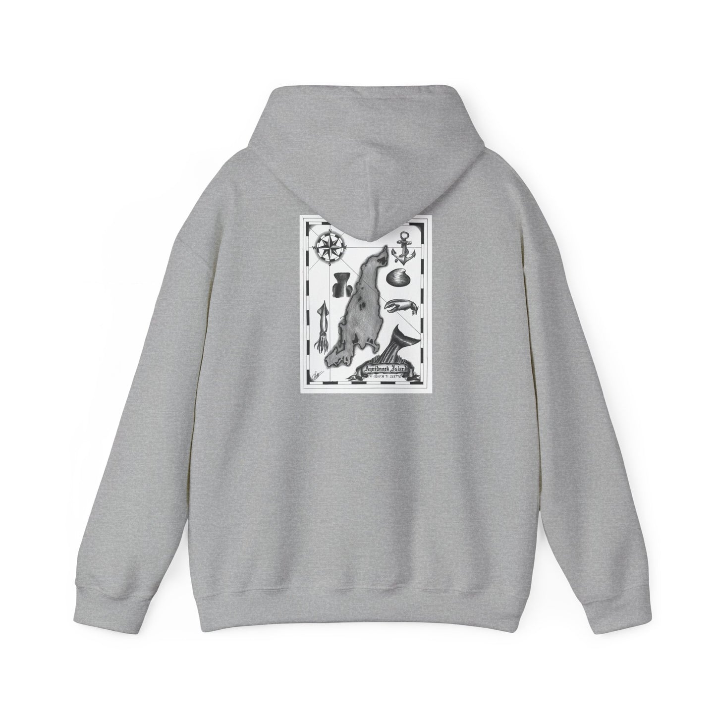 Newport Bait Company Aquidneck Island Treasure MapHooded Sweatshirt