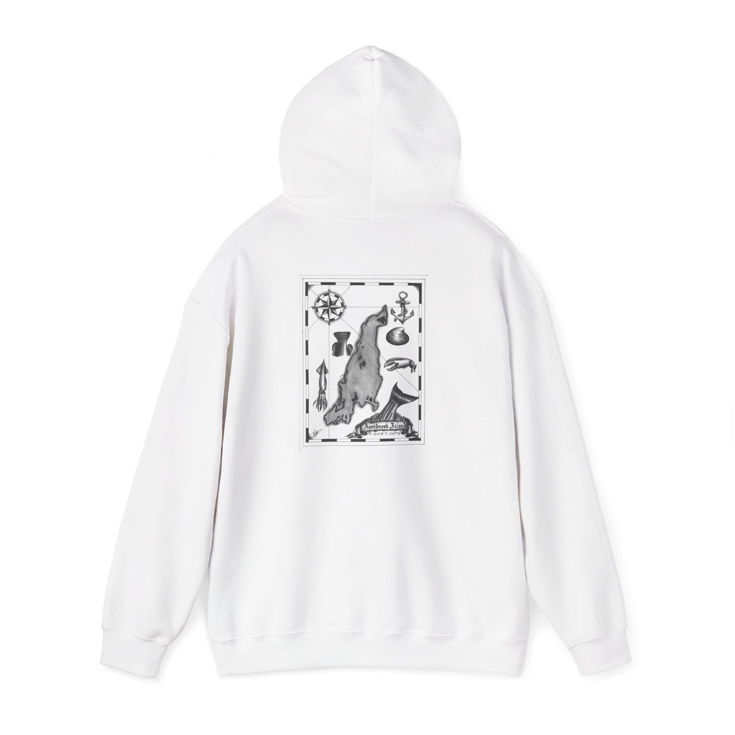 Newport Bait Company Aquidneck Island Treasure MapHooded Sweatshirt