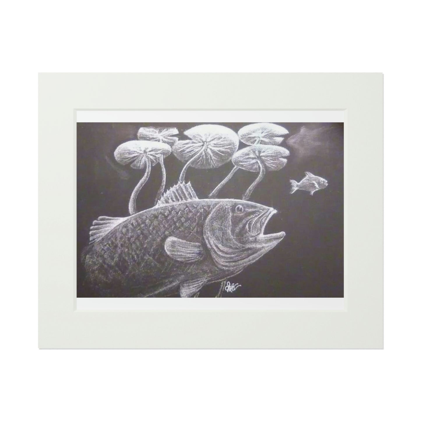 Tail-Whip Largemouth Bass Fine Art Prints (Passepartout Paper Frame)